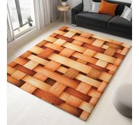 Brun Tapis Salon Fond Tissé en Bois Intérieur Doux en Flanelle Tapis de Chambre, Poil Court Moderne Lavable Antidérapant Moquette, pour Salon Chambre Enfant & Salle À Manger 90 x 150 cm