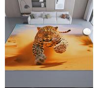 Brun Tapis Vintage, Tapis Petit Lavable en Machine avec Dos Antidérapant, 160 x 230 cm Carpet Désert Animaux Léopard Imprimé pour Entrée Couloir et Corridor