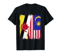 Brunei Malaisie Demi Drapeau Brunéian Malaisien Heritage T-Shirt