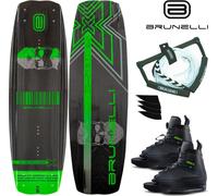 BRUNELLI CARBONE Wakeboard Package 138 cm Wake Binding Fixation de wakeboard - Taille : S-M (38-42)