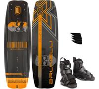 BRUNELLI CARBONE Wakeboard SET 138 cm Wake Binding Fixation de wakeboard - Taille : L-XL (43-47)