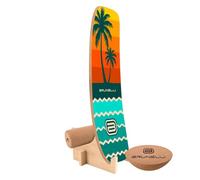 Brunelli Planche d'équilibre de marque - Kit complet avec rouleau en liège, demi-sphère et support - 14 modèles au choix - Planche en bois antidérapante - Pour équilibre, entraînement fitness et