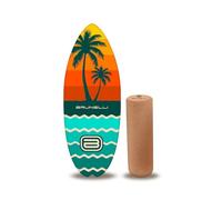 Brunelli Planche d'équilibre en bois - Planche d'équilibre avec rouleau en liège - Entraînement de base - Fitness - Entraînement de stabilité - Pour débutants et confirmés (demi-coque 88 cm + rouleau