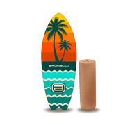 Brunelli Planche d'équilibre en bois - Planche d'équilibre avec rouleau en liège - Entraînement de base - Fitness - Entraînement de stabilité - Pour débutants et confirmés (surfeur 87 cm + rouleau en