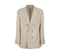 Brunello Cucinelli - Veste Prince de Galles demi-croisée - Homme - Vestes - Beige - Taille: XL