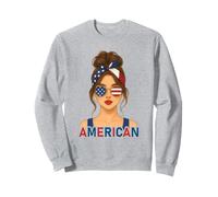 Brunette American Girl America Flag American Girlfriend Wife Sweatshirt