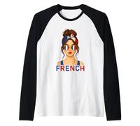 Brunette French Girl France Flag French Girlfriend Wife Manche Raglan