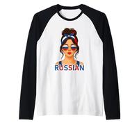 Brunette Russian Girl Russia Flag Russian Girlfriend Wife Manche Raglan