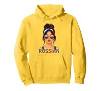 Brunette Russian Girl Russia Flag Russian Girlfriend Wife Sweat à Capuche