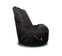 Bruni Cockpit - Pouf Gamer XXL avec Dossier, Fauteuil Gaming Ergonomique avec Poches et Remplissage Confortable, Siège pour Jeux, TV et Détente, Intérieur & Extérieur, Ado & Adulte (Noir/rounge)