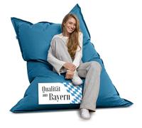 Bruni Pouf géant Caree bleu - Pouf rectangulaire XXL, 140 x 180 cm et rembourrage de 400 l, avec housse intérieure, sac de couchage amovible, pour l'intérieur et l'extérieur, fabriqué en Allemagne