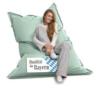 Bruni Pouf géant Caree en vert menthe - Pouf rectangulaire XXL, 140 x 180 cm et rembourrage de 400 l, avec housse intérieure, sac de couchage amovible, pour l'intérieur et l'extérieur, fabriqué en