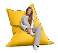 Bruni Pouf géant Caree Jaune - Pouf rectangulaire XXL 140 x 180 cm et remplissage 400 l, housse amovible, pour l'intérieur et l'extérieur - Fabriqué en Allemagne