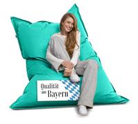 Bruni Pouf géant Caree turquoise - Pouf rectangulaire XXL, 140 x 180 cm et rembourrage de 400 l, avec housse intérieure, sac de couchage amovible, pour l'intérieur et l'extérieur, fabriqué en
