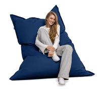 Bruni Pouf géant carré bleu roi - taille XXL 140 x 180 cm, rembourrage 400 l, housse intérieure, sac de couchage amovible, intérieur et extérieur, fabriqué en Allemagne