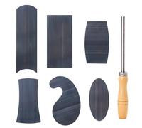 Brunissoir de grattoir d'armoire avec ensemble de 6 grattoirs multi-formes : 1 ovale, 2 doubles convexes/concaves, 1 rectangulaire, 1 incurvé et 1 grattoir col de cygne (7 cartes de grattoir