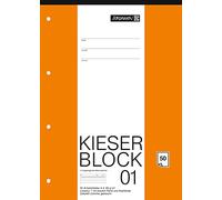 Brunnen 1042941 Kieser-Block Bloc-notes de 50 feuilles perforées 80 g/m² Format A4 Linéature 1
