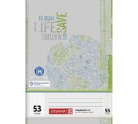 BRUNNEN 104313501 Cahier de vocabulaire recyclé A5 ligné, avec ligne de séparation, l. 53 gris-vert