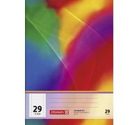 BRUNNEN 104492902 Cahier d'écolier A4 5 x 9 mm rugueux, linéature continue, avec ligne de marge à l'intérieur et à l'extérieur, lin. 29 multicolore