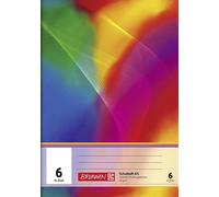 BRUNNEN 104590602 Cahier scolaire A5 non ligné, avec feuille de lignes, lin. 6 multicolore