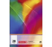 BRUNNEN 104592802 Cahier d'écolier A5 quadrillé 5 mm, réglure continue, marge à l'intérieur et à l'extérieur, lin. 28 multicolore