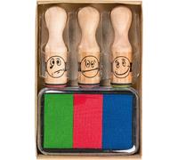 Brunnen 1048692 Reward Stamp Set with Smiley Motif / 3 Motif Stamps/Wood/with 3
