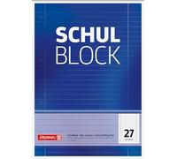 Brunnen 1052527 Bloc de 50 feuilles lignées avec marges 27 lignes perforées et collées 70 g/m² Format A4