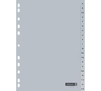 Brunnen 1066590 Lot de 20 intercalaires à anneaux en plastique pour classeurs A4 A-Z Gris