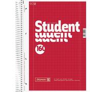 BRUNNEN 1067728 Collegeblock Student A4 kariert, mit Randlinie innen und außen, Lin. 28 Deckblatt: rot