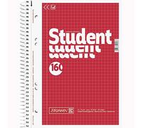 BRUNNEN 1067802 Collegeblock Student A5 quadrillé 5 mm Couverture : rouge