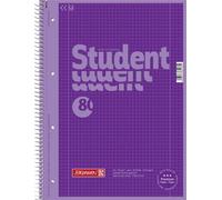 BRUNNEN 1067928160 Collegeblock Student Premium Colour Code A4 quadrillé, avec marge à l'intérieur et à l'extérieur, lin. 28 Couverture : pourpre