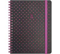 BRUNNEN 1071845072 Agenda scolaire 2021/2022 (18 mois) "Grey & Berry" 2 pages = 1 semaine, format feuille 12 x 16 cm, A6, couverture en cuir synthétique avec motif perforé