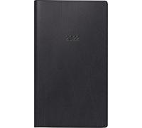 BRUNNEN 1075528902 Agenda de poche modèle 755, 2 pages = 1 semaine paysage 8,7 x 15,3 cm, couverture en plastique noir, calendrier 2022