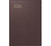 BRUNNEN Agenda de poche 713 2026, format A7, en cuir, bordeaux