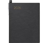 BRUNNEN Agenda de poche 713 2026, format A7, en cuir, noir