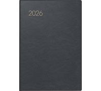 BRUNNEN Agenda de poche 723 2026, format A7, en cuir, noir