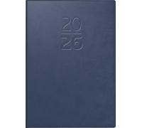 BRUNNEN Agenda de poche modèle 713 2026, format A7, en cuir synthétique, bleu