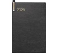 BRUNNEN Agenda de poche modèle 723 (2025), 2 pages = 1 semaine, format A7, 160 pages, couverture souple, noir