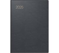 BRUNNEN Agenda de poche modèle 731 (2025), 2 pages = 1 semaine, format A6, 176 pages, couverture en cuir, noir