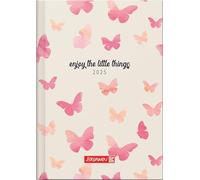 BRUNNEN Agenda de poche modèle 731 (2025) « Butterfly », 2 pages = 1 semaine, A6, 144 pages, couverture graphique, multicolore