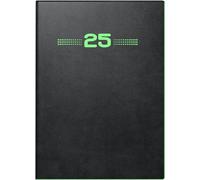 BRUNNEN Agenda de poche modèle 736 (2025) « Neon », 1 page = 1 jour, A6, 368 pages, couverture en polyuréthane, flexible, noir