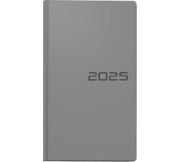 BRUNNEN Agenda de poche modèle 756 (2025), 2 pages = 1 semaine, format A6, 144 pages, couverture en balacron, gris