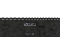 BRUNNEN Agenda horizontal, modèle 777 (2025), 2 pages = 1 semaine, 326 × 102 mm, 112 pages, couverture en carton, noir