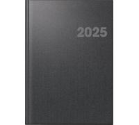 BRUNNEN Agenda modèle 763 (2025), 2 pages = 1 semaine, format A4, 144 pages, couverture métallique, noir volcanique
