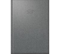 BRUNNEN Agenda modèle 765 (2025), 1 page = 1 jour, A5, 448 pages, couverture de livre, métallisée, argenté stratosé