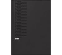 BRUNNEN Agenda modèle 795 (2025) « Black Classic », 1 page = 1 jour, A5, 352 pages, couverture en balacron, noir