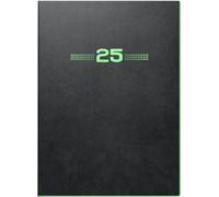 BRUNNEN Agenda modèle 796 (2025) « Neon », 2 pages = 1 semaine, format A5, 128 pages, couverture en polyuréthane, flexible, noir