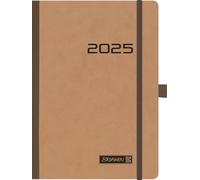 BRUNNEN Agenda modèle 796 (2025), Planning Hebdomadaire 2 pages = 1 semaine, format A5, 128 pages, couverture en carton, flexible, marron