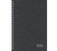 BRUNNEN Agenda modèle 797 (2025), Planning Hebdomadaire, 2 pages = 1 semaine, 168 x 240 mm, 160 pages, couverture en carton, noir
