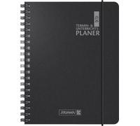 BRUNNEN Agenda scolaire 2025/2026, 2 pages = 1 semaine, format A5, 224 pages, couverture en plastique, noir